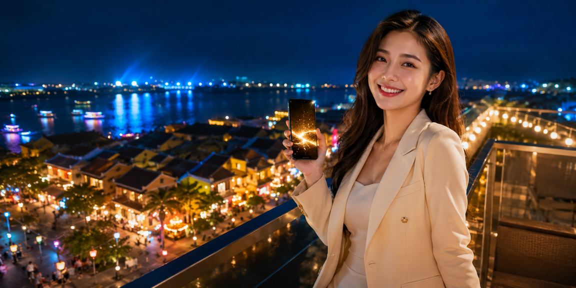 Người chơi tìm kiếm thông tin hỗ trợ tại hội quán Hội An với không gian đèn lồng đặc trưng